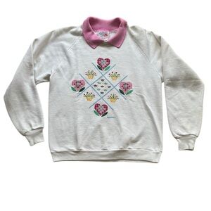 Vintage Morning Sun Jerseez Women's Collared Grandma Sweatshirt Size Large